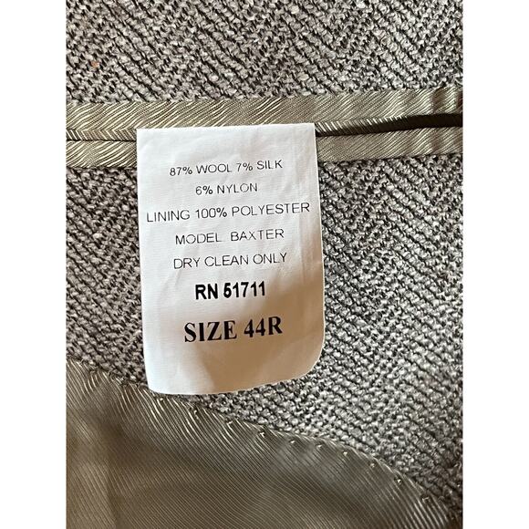 Andrew Fezza 44R Men Taupe Beige Herringbone Silk Tweed Blazer Sport Coat Jacket - Picture 15 of 15